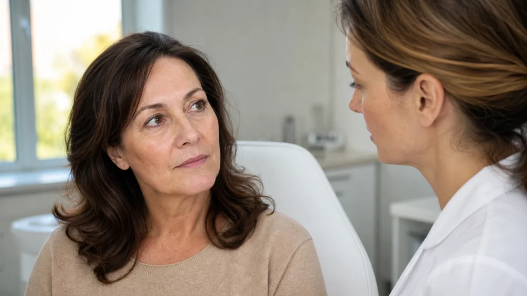 Consultation préalable autour des paupières avant une blépharoplastie médicale