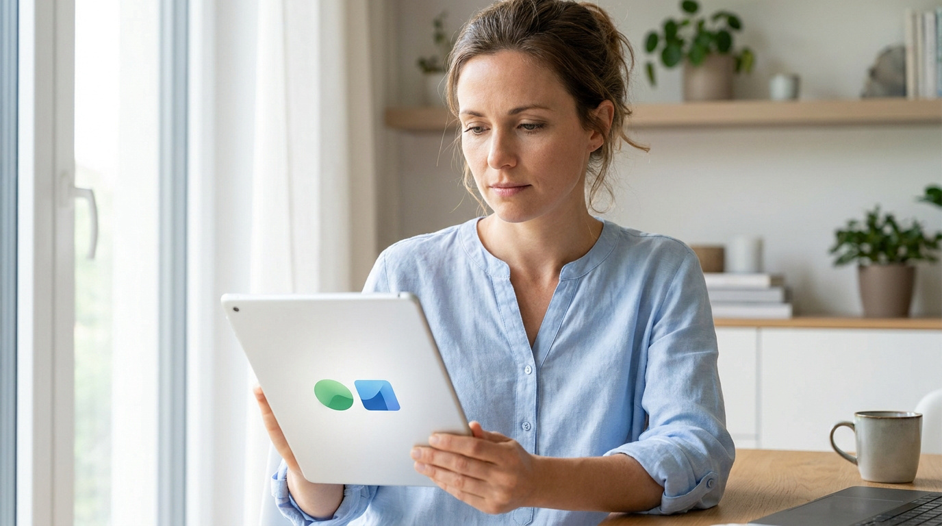 Femme consultant des informations médicales sur une tablette numérique.