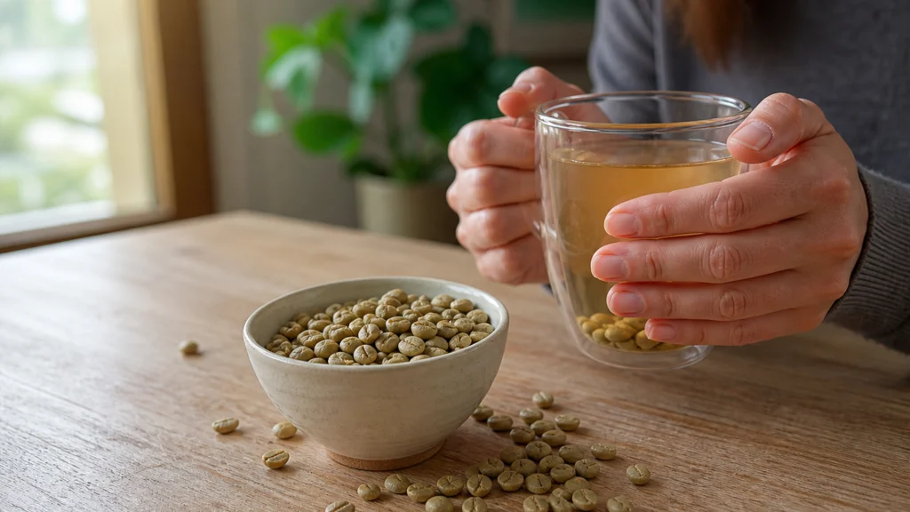 Illustration éditoriale pour l’article « Café vert pour maigrir : avis et vertus de ce grain minceur »