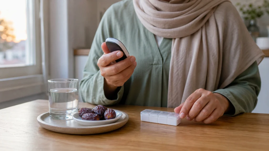 Illustration éditoriale pour l’article « Diabète et Ramadan : comment jeûner en toute sécurité »